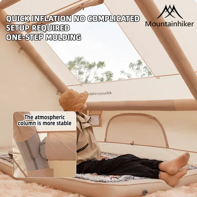 12m² The MOUNTAINHIKER Inflatable Tent, Equipped with Storage Bags and An Air Pump, Is Ideal for Outdoor Hiking Activities Tent