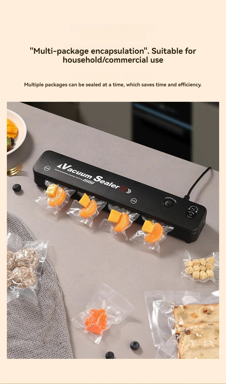 220V/110V Vacuum Sealer Packaging Machine with Free 10pcs Vacuum Bags Household Black Food Vacuum Sealer