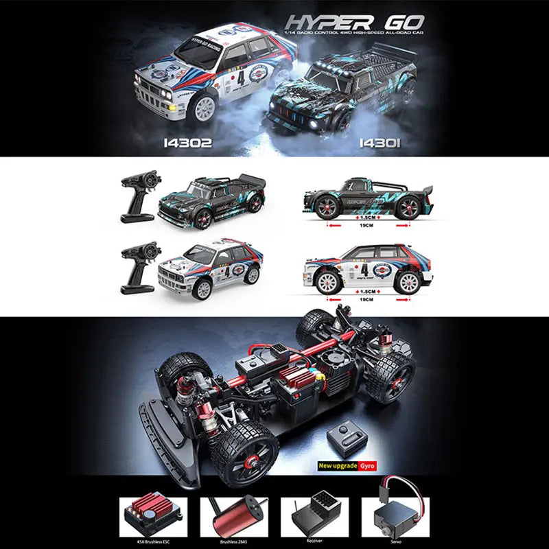 Hyper Go MJX 14303 14302 14304 1/14 4WD RC Car 65km/h Brushless 2.4G Remote Control Car Off-road High Speed RC Cars Truck Toy