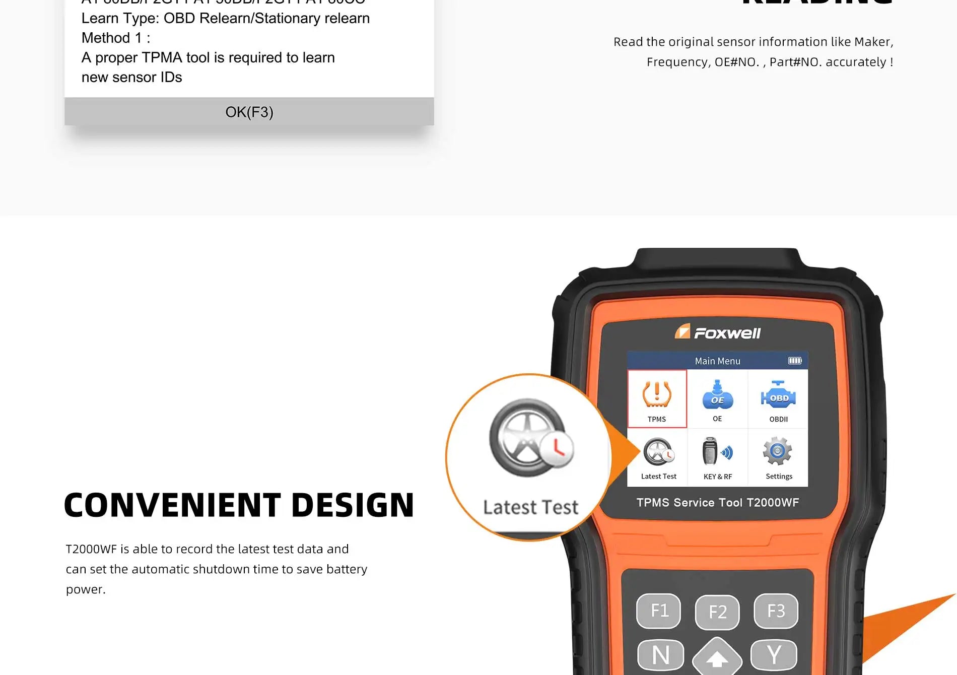 FOXWELL T2000 WF TPMS Diagnostic Tool for Car Tire Pressure Monitor System Programming Diagnosis Sensors Program PK T2000 pro
