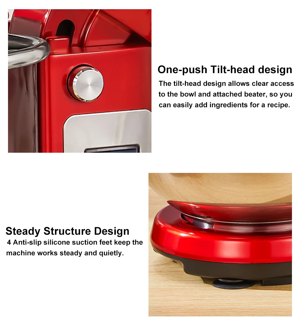 BioloMix 6L Kitchen Food Stand Mixer 1200W DC Quiet Motor Stainless Steel Bowl 6-speed Cream Egg Whisk Whip Dough Kneader