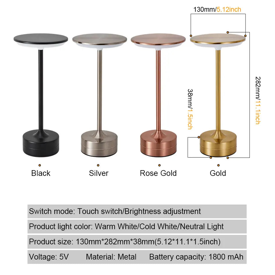 Illuminate any space with this LED touch sensor table lamp—USB rechargeable, portable, and perfect for bedrooms, restaurants, hotels, bars, and more!