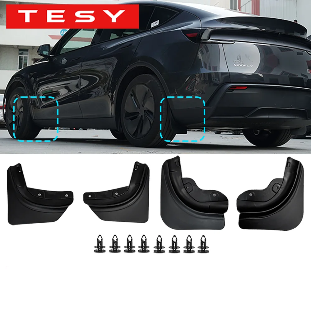 TESY Mud Flaps For Tesla New Model Y 2025 Launch Juniper  No Drilling/Tape Splash Guards Fenders Mudguards Mudflaps