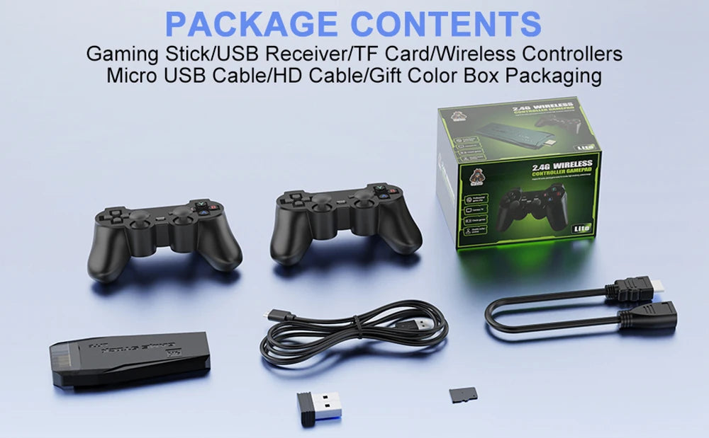 4K NEW 20000 Games Video Game Console 2.4G Wireless Controller Portable TV Game Stick Retro Handheld Game Player For Xmas Gift