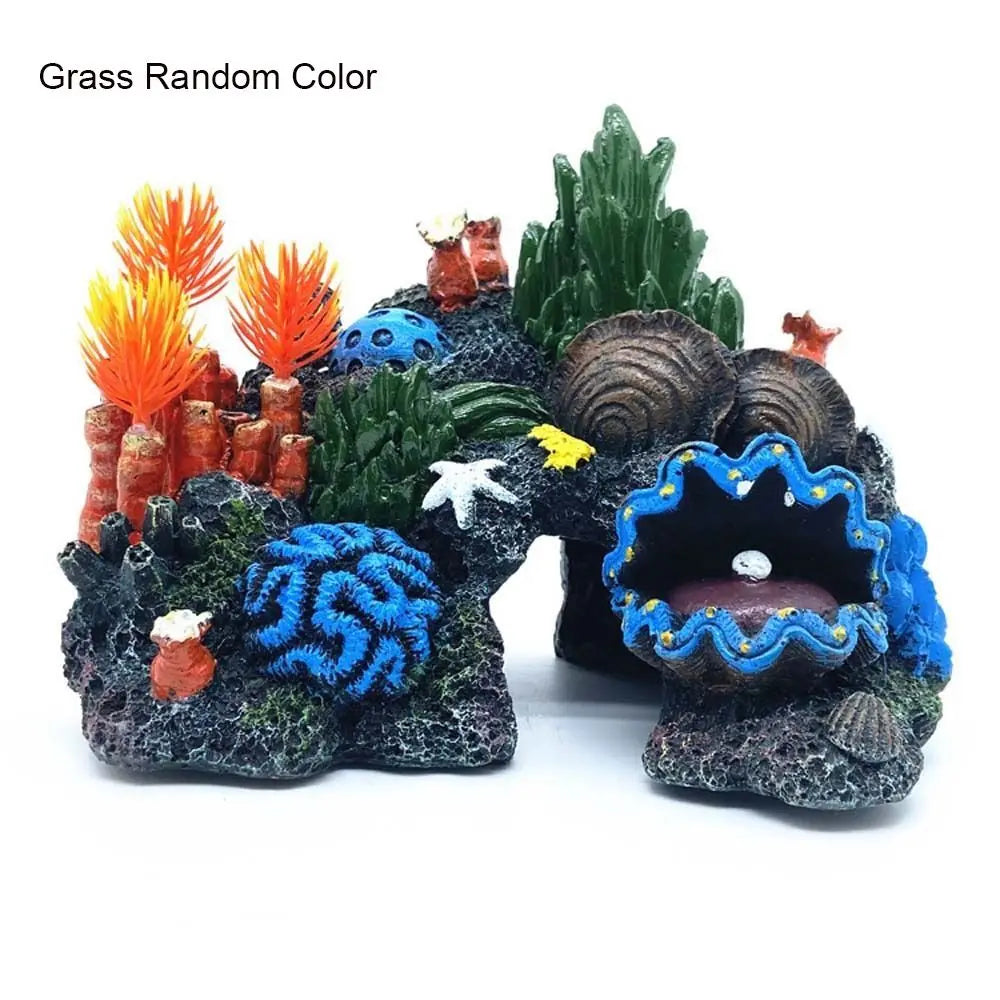 Fish Tank Ornament Simulated Coral Reef Island Resin Plant Mountain Aquarium Decoration Home Landscaping Background Decor