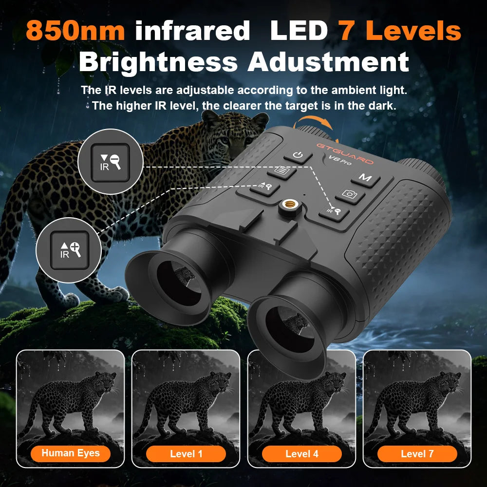 V6 PRO IR 4K Night Vision Binoculars Goggles 8X Digital Zoom 300M Full Darkness Photo & Video Telescope for Hunting Rangefinder