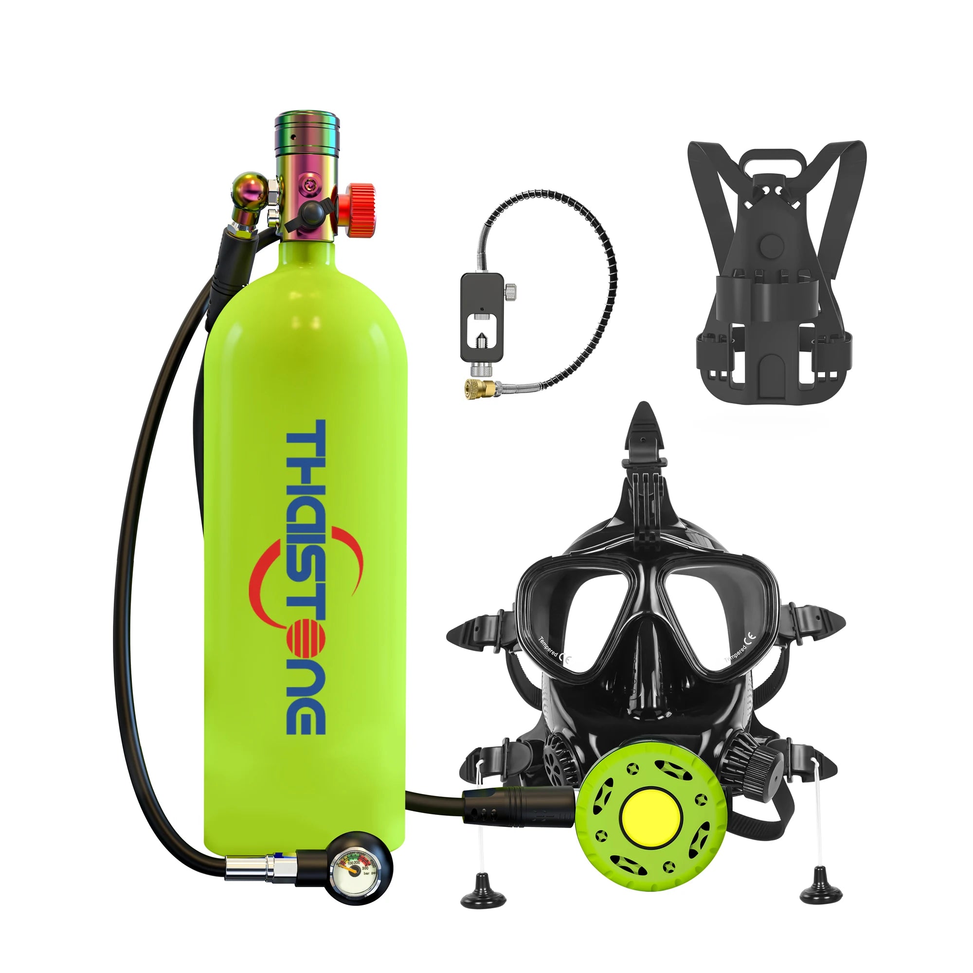 THAISTONE-Scuba Diving Air Tank with Mask Underwater Breath Air Tank, Oxygen Tank, Snorkeling Equipment, 2.3L, 30-40 Minutes