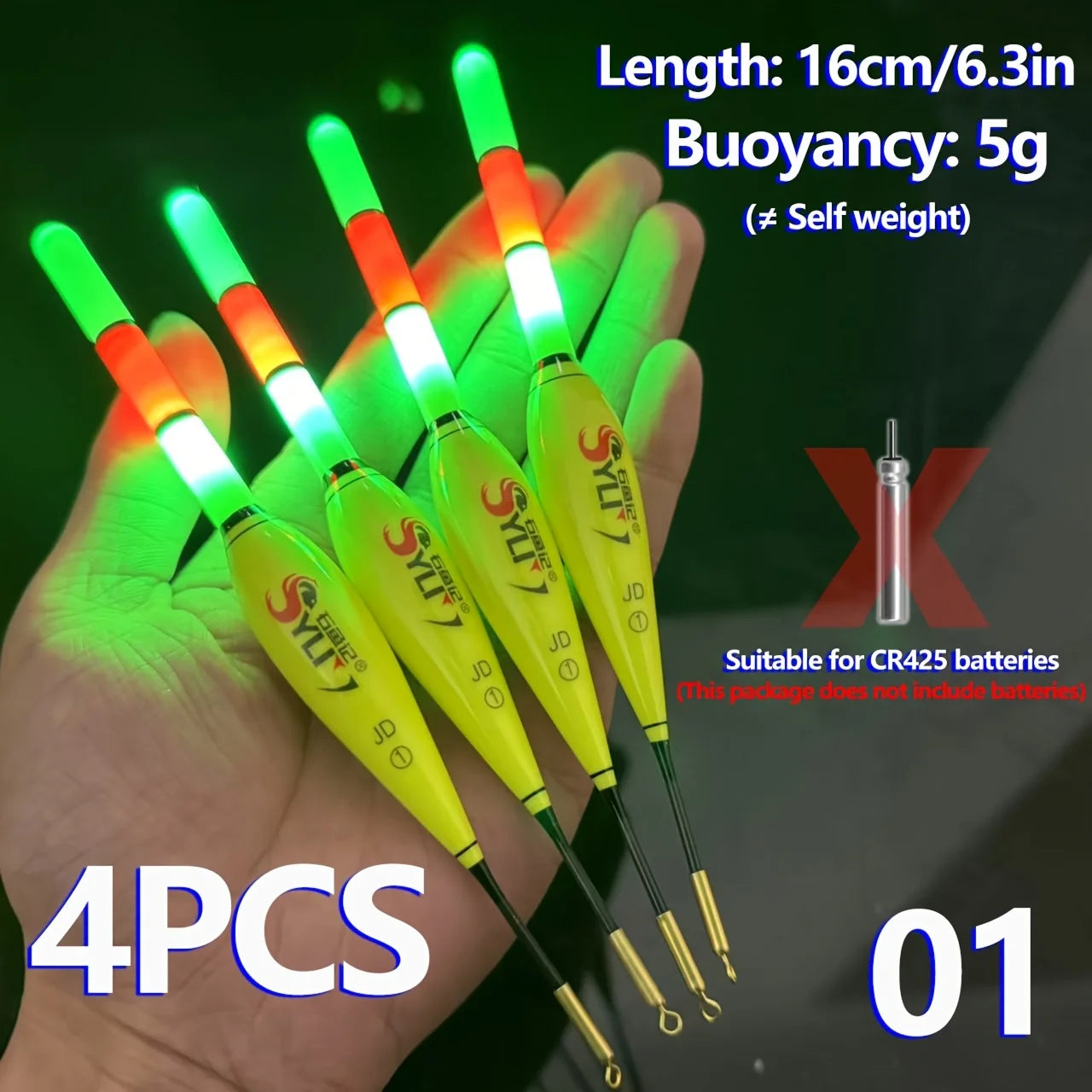 4PCS Fishing Night Float Electronic Luminous Bold Visibility European Carp Fishing Set Luminous Float (Excluding Battery)