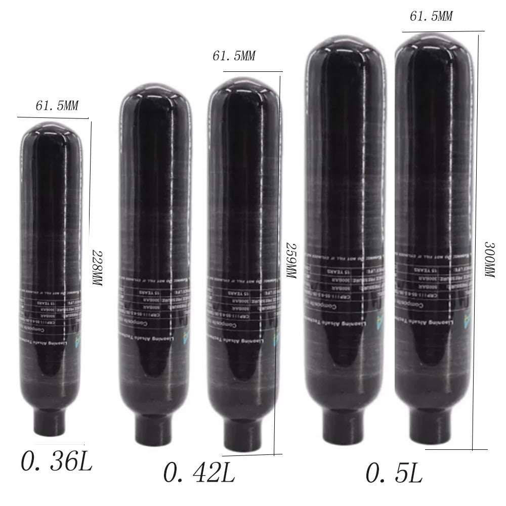4500Psi 30Mpa 0.5L 0.42L 0.36L 500CC 420cc 360CC Carbon Fiber Cylinder Steel Bottle  Portable Tank M18*1.5 Thread