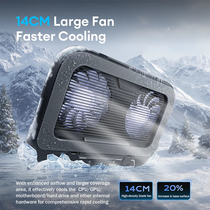Keep your laptop cool and stylish with this adjustable, foldable cooler pad featuring LED lighting and powerful fans—fits 14" to 17.3" laptops perfectly!