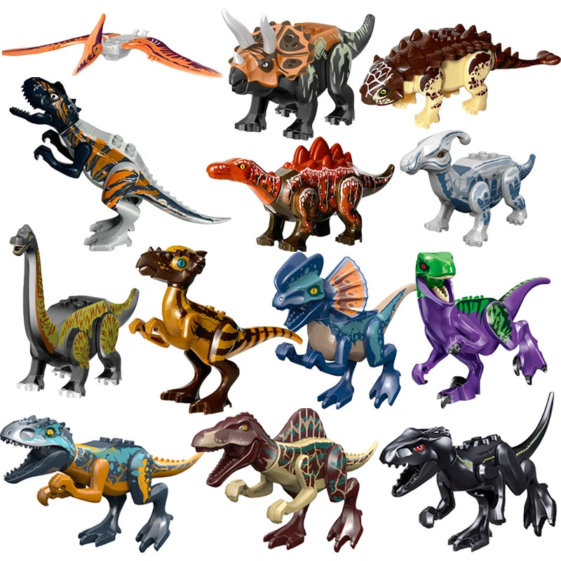 Jurassic Cool Dinosaurs World Triceratops Velociraptor Indominus T-Rex Model Assemble Building Blocks Toys For Children Boy Gift