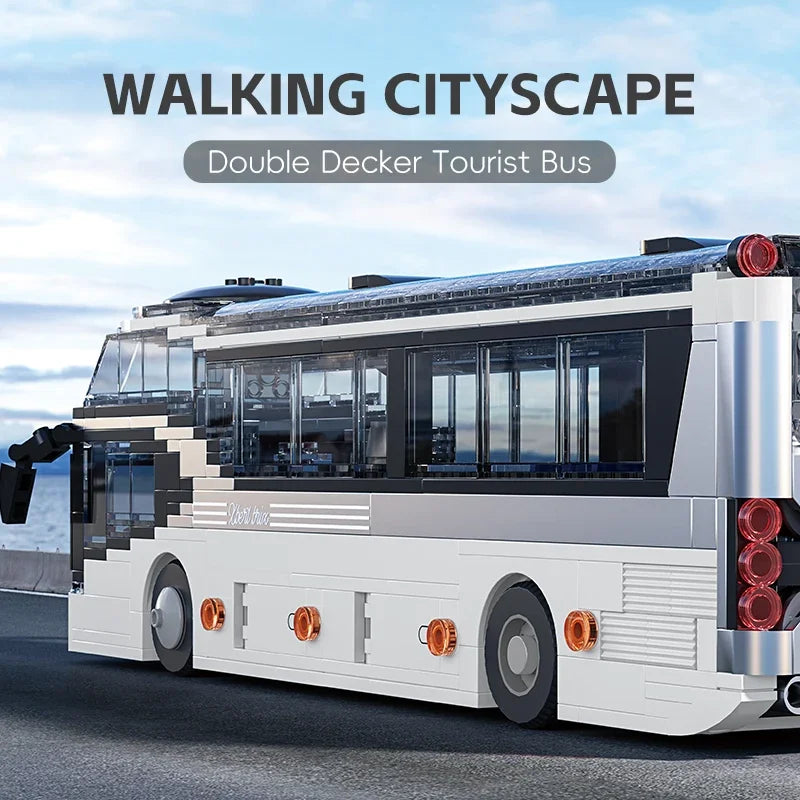 811PCS City Tour Bus Building Blocks Double-Decker Tourist Bus Model Bricks Desktop Ornaments Diy Puzzle Toys Holiday Gifts
