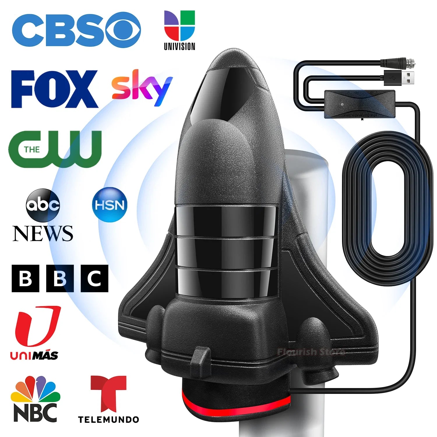 TV Antenna Indoor for Local Channels,1200 Miles Long Range TV Antenna for Smart TV and All Older TV's Supports 4K 8K HD VHF UHF