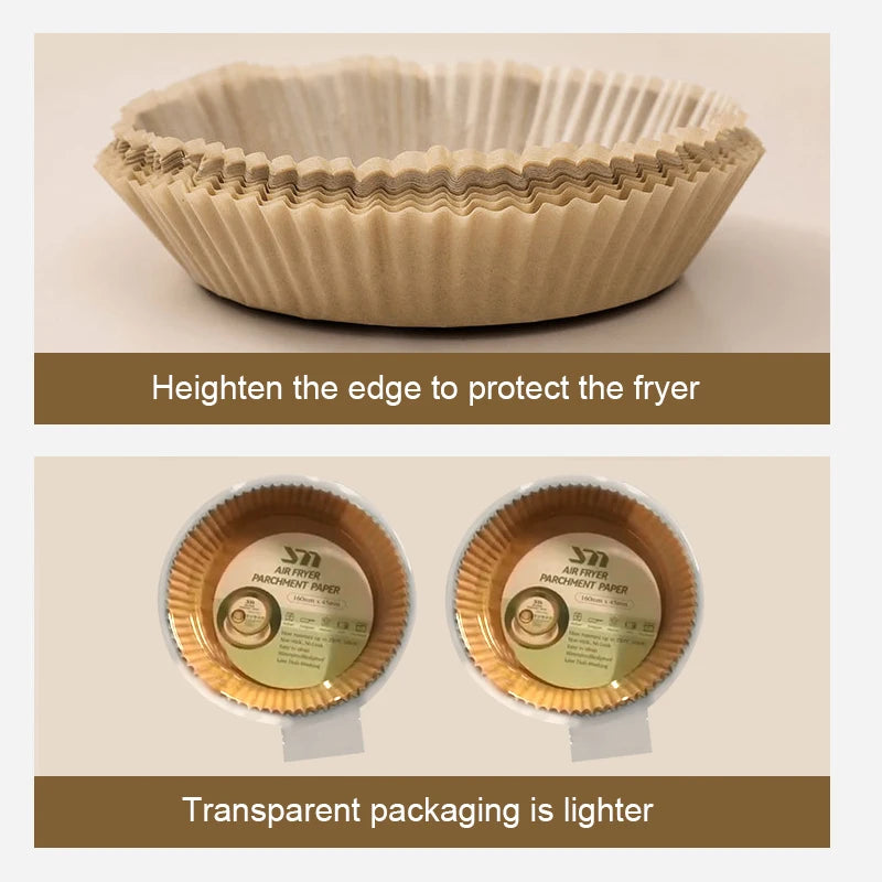 50/100pc Silicone Oil Paper Holder For Air Fryers Disposable Baking Oil Absorbing Baking Tray Paper Food Grade Non Stick Kitchen