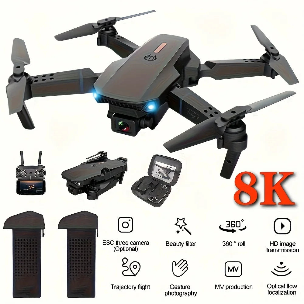 The 2026 Upgraded E88PRO MAX Foldable Drone Features Dual Cameras, Extra Batteries, an 8K Screen for Remote Control, and One-click Return-to-home Functionality. Suitable for Beginners, It's an Ideal Independence Day or Holida