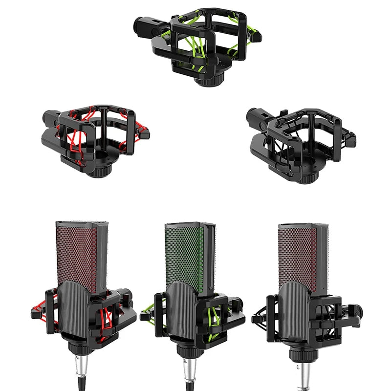 Improve your audio quality with this microphone shock mount featuring a filter and windscreen. It reduces noise and vibrations for stable, clear sound—perfect for professional recordings!