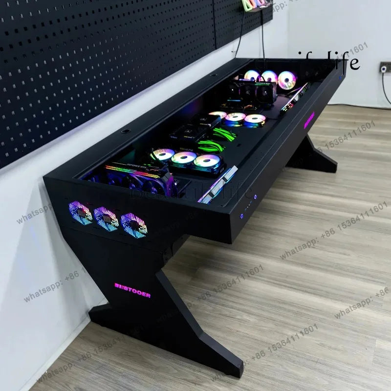 Computer Chassis Integrated Table, Two Hosts Can Be Installed for Two People, Cool Large Chassis Table,