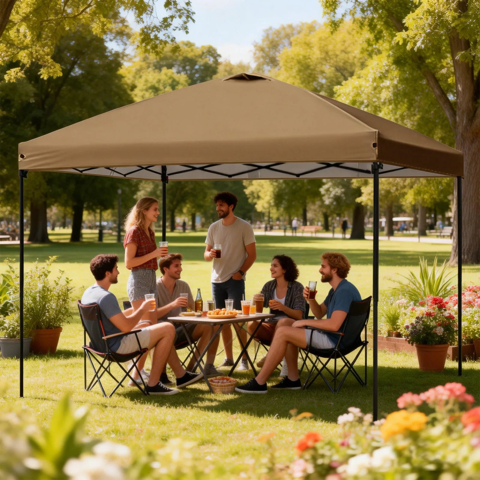 10x10 Pop Up Canopy Tent Outdoor, Portable Instant Heavy Duty Commercial Canopies Shelter  UPF50Coated for Patio Party