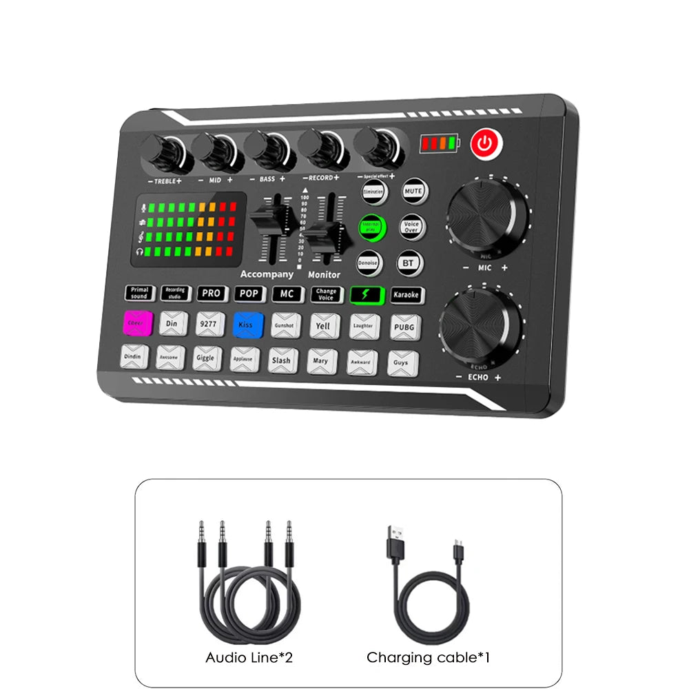 Sound Card with Microphone Set Mixer Recording (Studio Package)