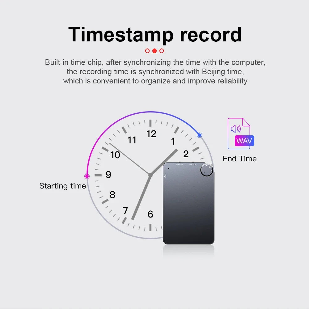 Capture every word clearly with this ultra-thin digital voice recorder—offering up to 150 hours of recording time in a sleek, compact design!