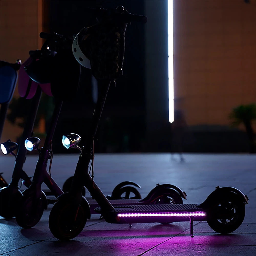 Enhance safety during nighttime rides with these LED strip lights designed for scooters and bicycles. Battery-powered for convenience, these warning lights increase visibility and promote safer travels.