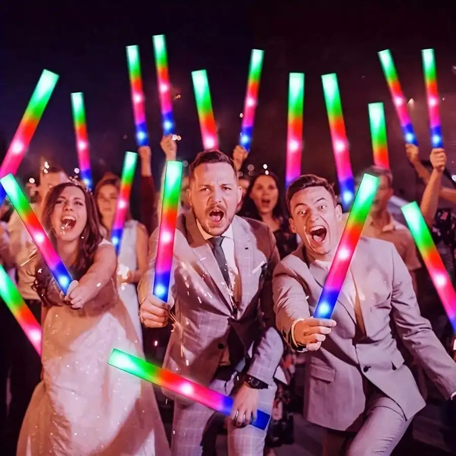Glow Party Supplies Neon Party 100 PCS LED Glasses And Foam Glow Sticks Combo Bulk Light Up Shutter Glasses Bracelets For Birthday Wedding Concert Rave Valentine Christmas Party Favors Glow In The Dark Party Decor