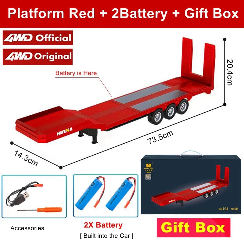 Remote Control Car RC Tractor Alloy Heavy Truck Engineering Semi Trailer Model with Light Sound Radio Toy HUINA 1501 770S Gift