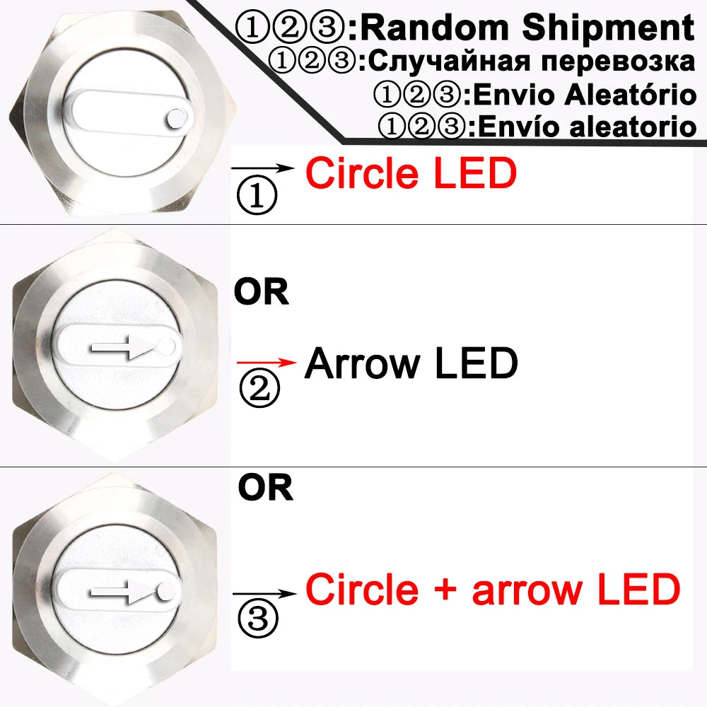 22mm 2/3 position Metal Selector Latching Push Button knob Rotary Switch DPDT SPDT 12V LED Illuminated 1NO1NC/2NO2NC ON OFF lock
