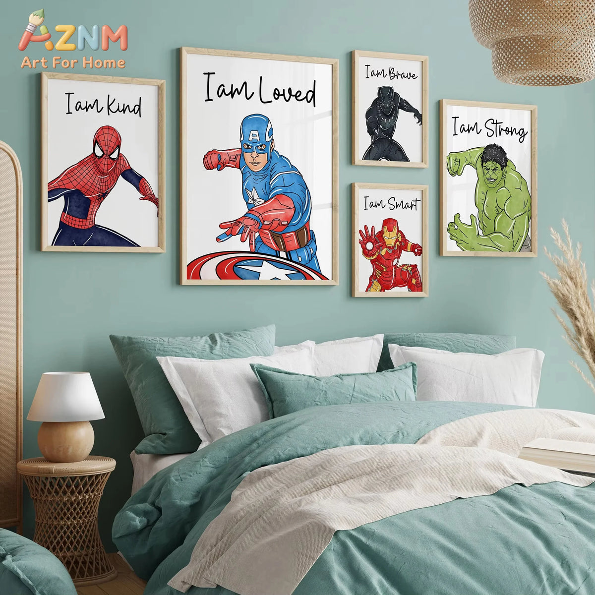 Superhero Affirmation Prints Set of 5 Kids Bedroom Poster Canvas Painting motivational Wall Art Pictures Home Decor