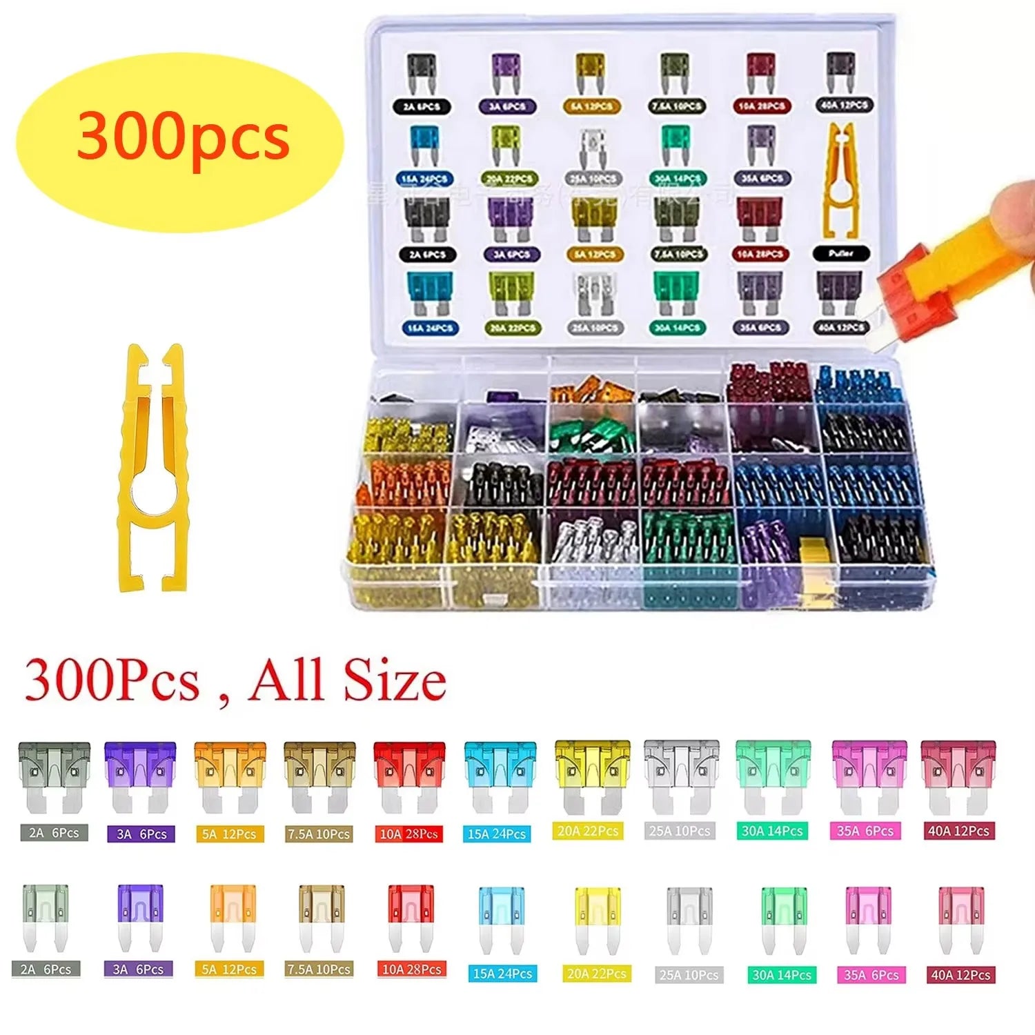 100pcs Standard Car Fuses 2A 3A 5A 7.5A 10A 15A 20A 25A 30A 35A Free Matching Choice Car Fuses Blade Fuses for RV/Truck/SUV