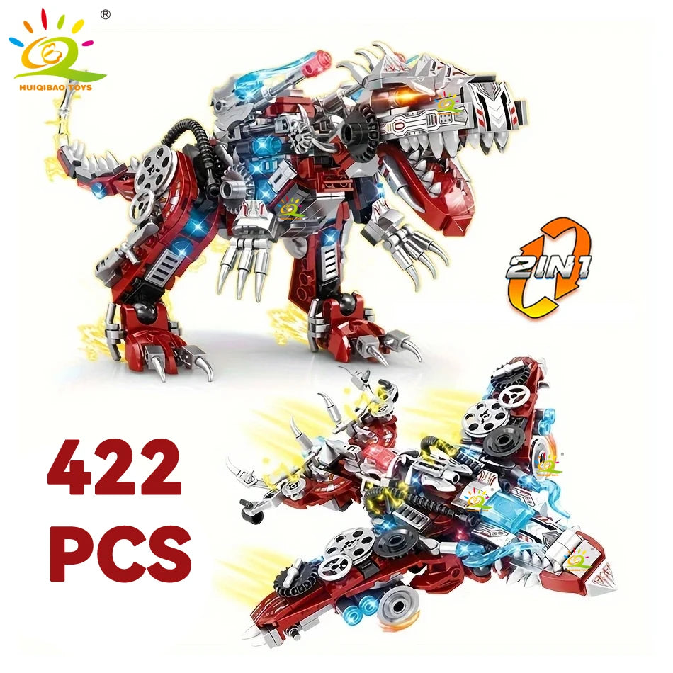 HUIQIBAO 2in1 Jurassic Dinosaur World Model Building Blocks City Triceratops Velociraptor Dino Park Bricks Children Toy Game