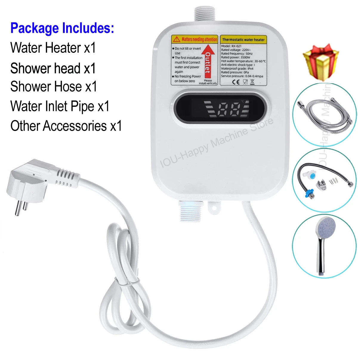 EU/US Plug 3500W Electric Thankless Mini Instant Hot Water Heater 220/110V bathroom Faucet Tap Heating 3 Seconds Instant Heating