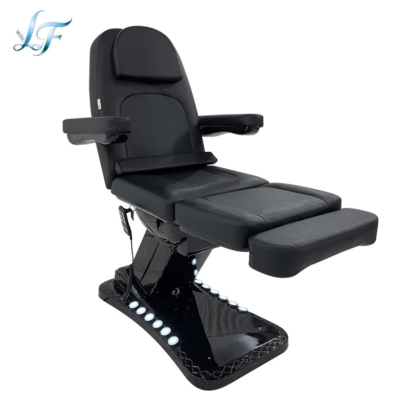 Black Electric 3 Motor Aesthetic Reclining Examination Tattoo Chair Spa Massage Table Cosmetic Facial Beauty Bed Professional