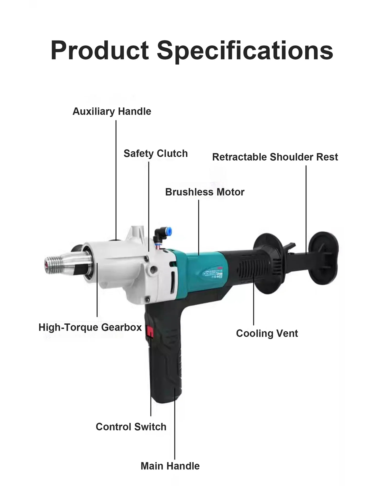 BODA Brushless Wet/Dry Drill 20-178mm , Water-Cooled Concrete Drill for Brick, Stone, Tile & Floor ,Professional Core Drilling