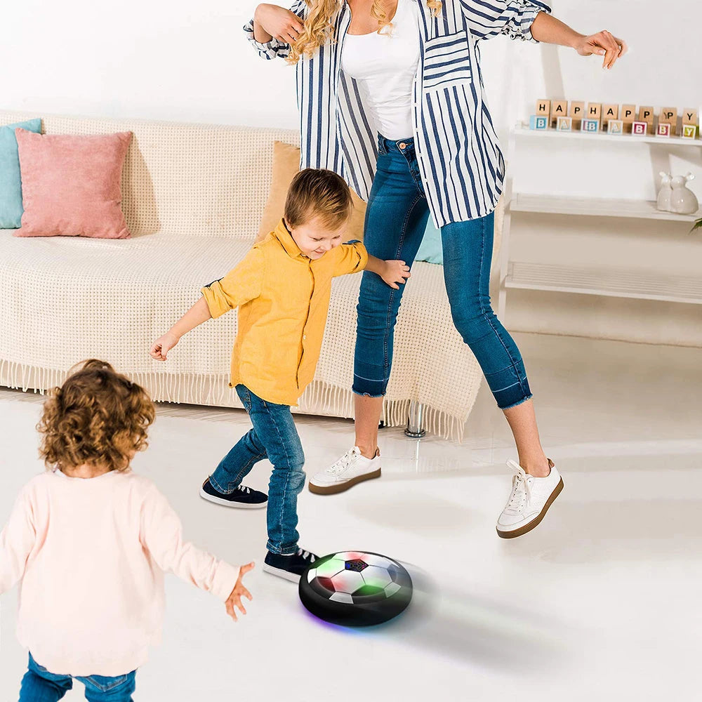 Score big fun with this electric floating soccer ball toy—featuring LED lights and music to keep kids entertained for hours!