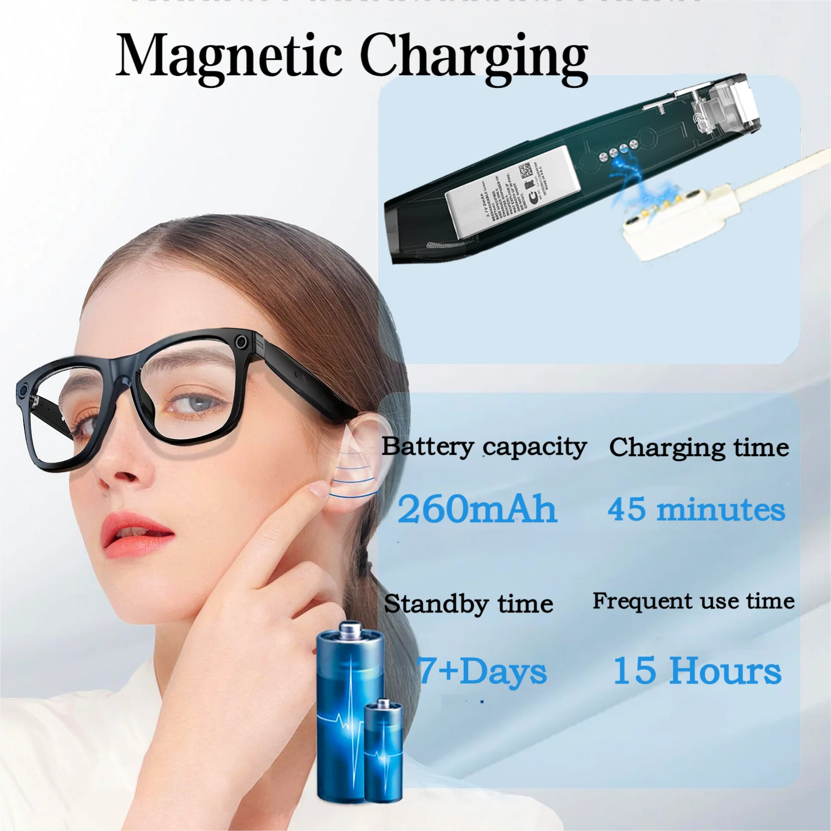 Smart Glasses With AI,Bluetooth Music Glasses With 140+ Translation,Anti-Blue Light Lenses,Camera Glasses For Travel Meeting