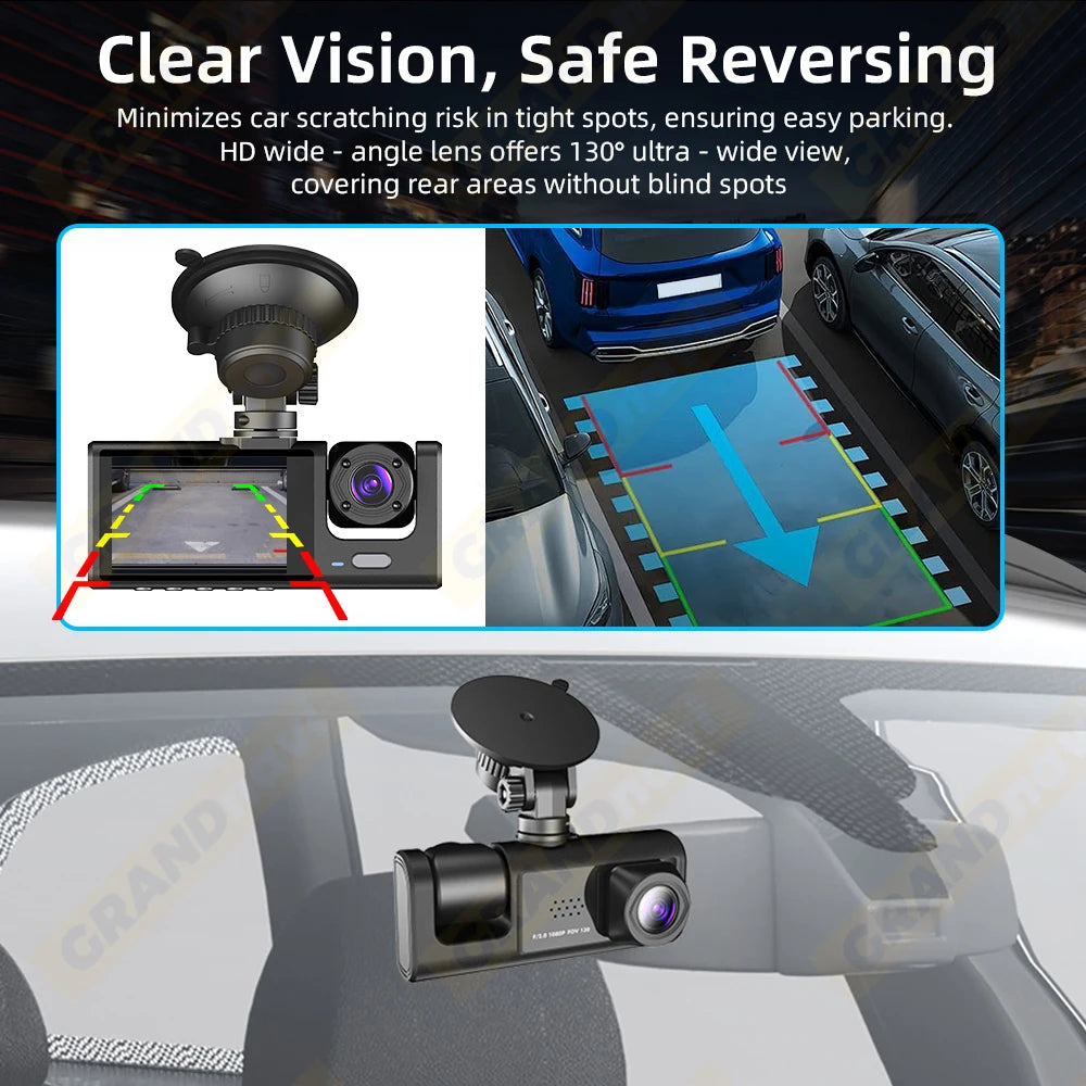 Dash Cam for Cars WIFI APP Car DVR 3 Channel Front Camera Video Recorder Rear View Camera for Vehicle Black Box Car Assecories