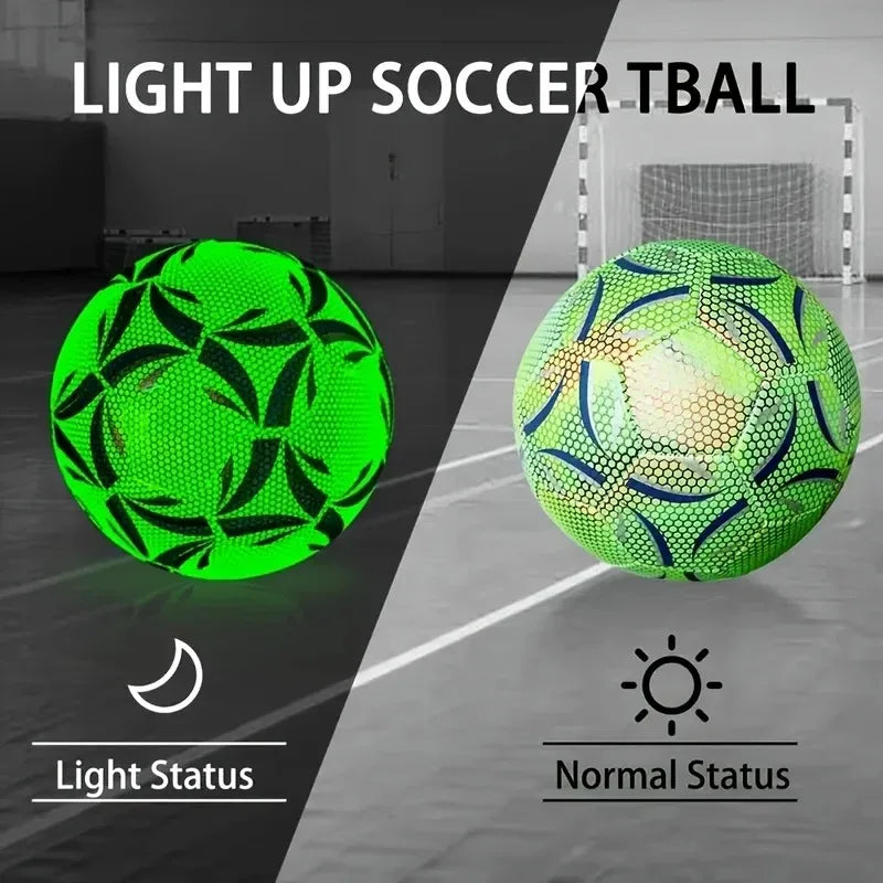..1Pro Size 5 Soccer Ball - Durable, Machine-Sewn & Glow-in-the-Dark Design for All-Weather Play..