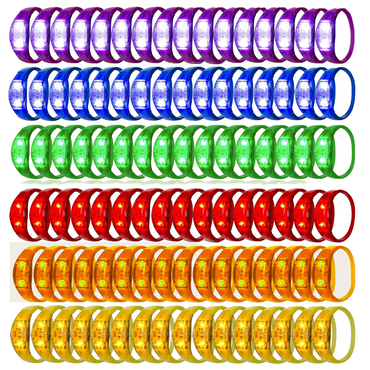 10-300PC LED Glow Bracelets Sound Activated Flashing Light Up Bracelet Luminous Bracelet for New Years Eve Music Control Concert