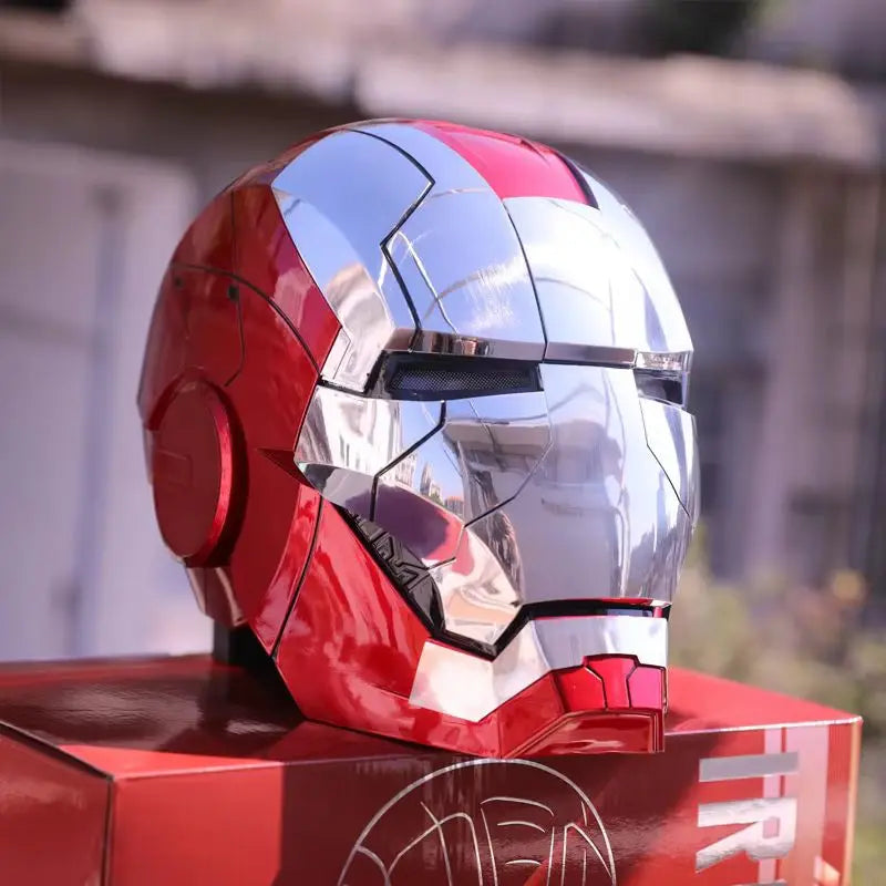 Marvel 1:1 Iron Man Mk5 Jarvis Helmet Remote Voice Control Auto Helmet Mask With Led Light Figure Boy Christmas Birthday Gift