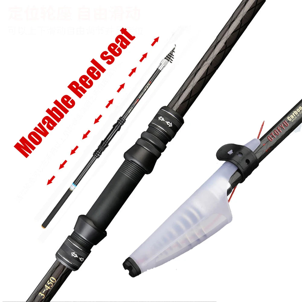 2.7M 3.6M 4.5M 5.4M 6.3M 7.2M Carbon Telescopic Rock Fishing Rod Ultra Light Rod Lure Carp Travel Ocean Spinning Fishing Rod