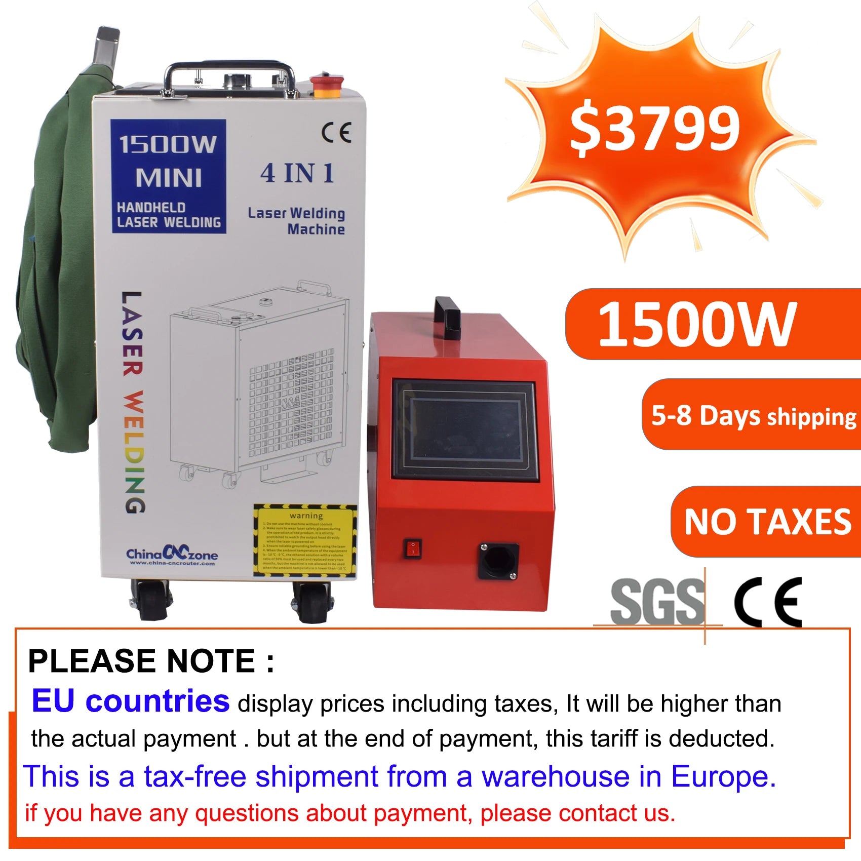 2000W Fiber Laser Welder 4 in 1 Laser Welding Cleaning Cutting Soldering Machine for All Metal