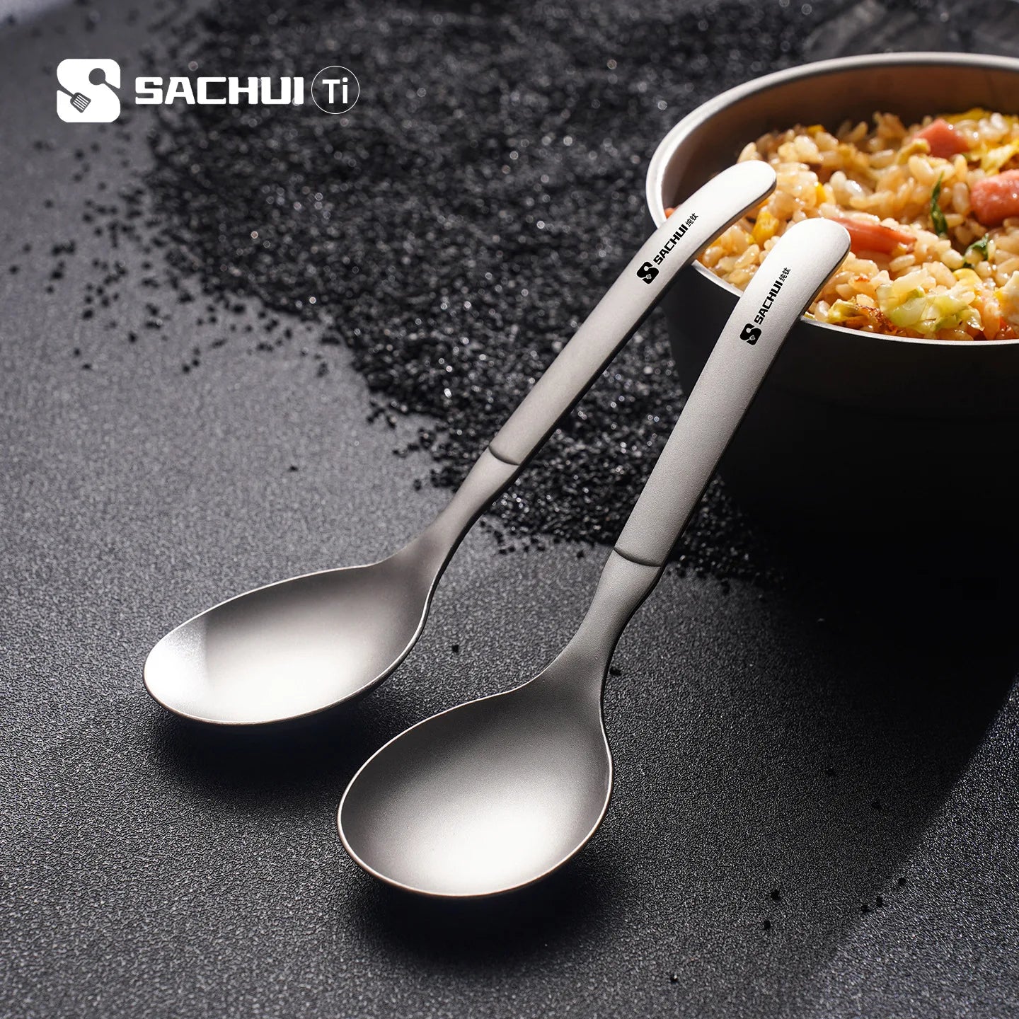 Pure Titanium Round Spoon Lightweight Camping Utensil Home Use Soup Rice Spoon Portable Backpacking Hiking Outdoor Tableware