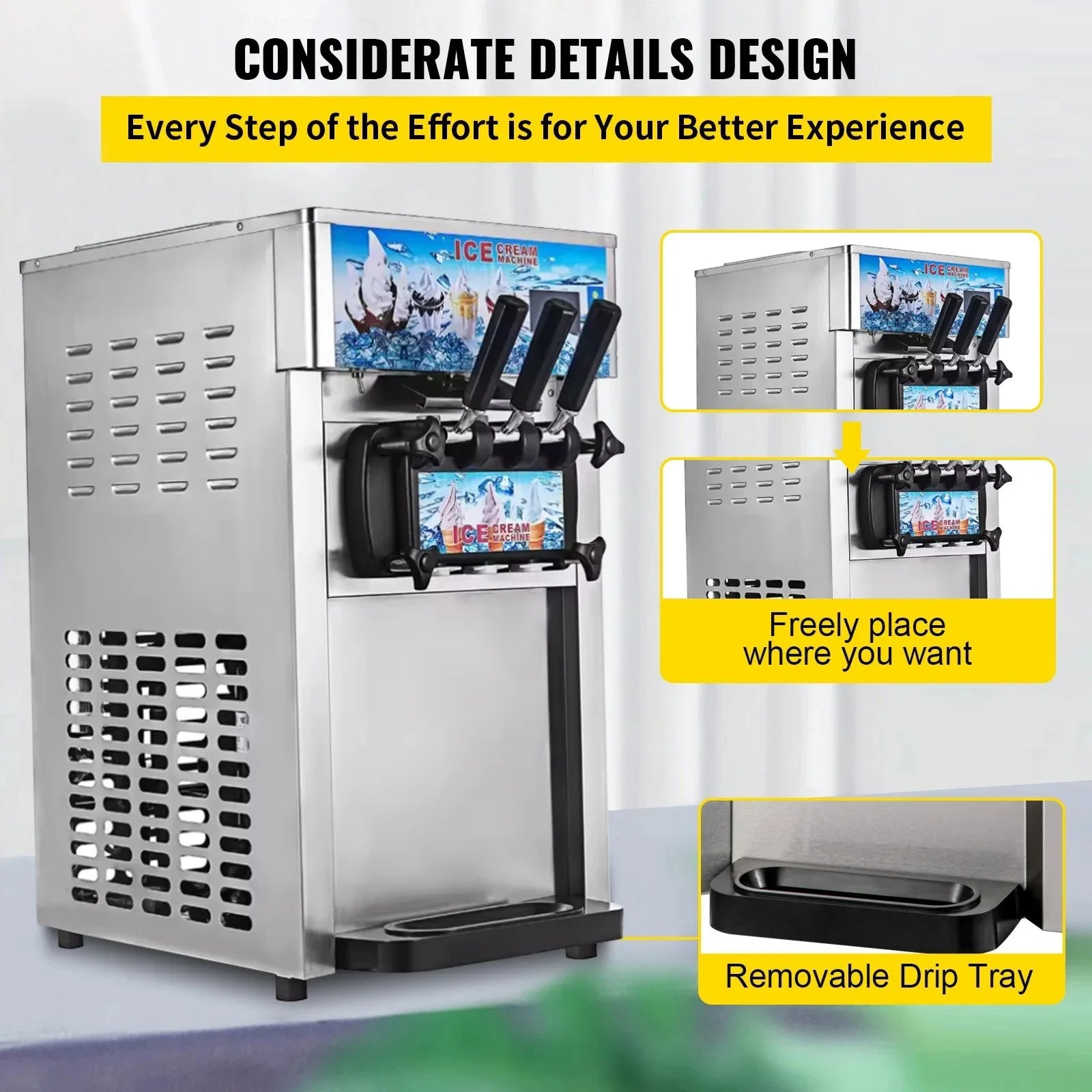 Ice Cream Machine 3-flavor Maker