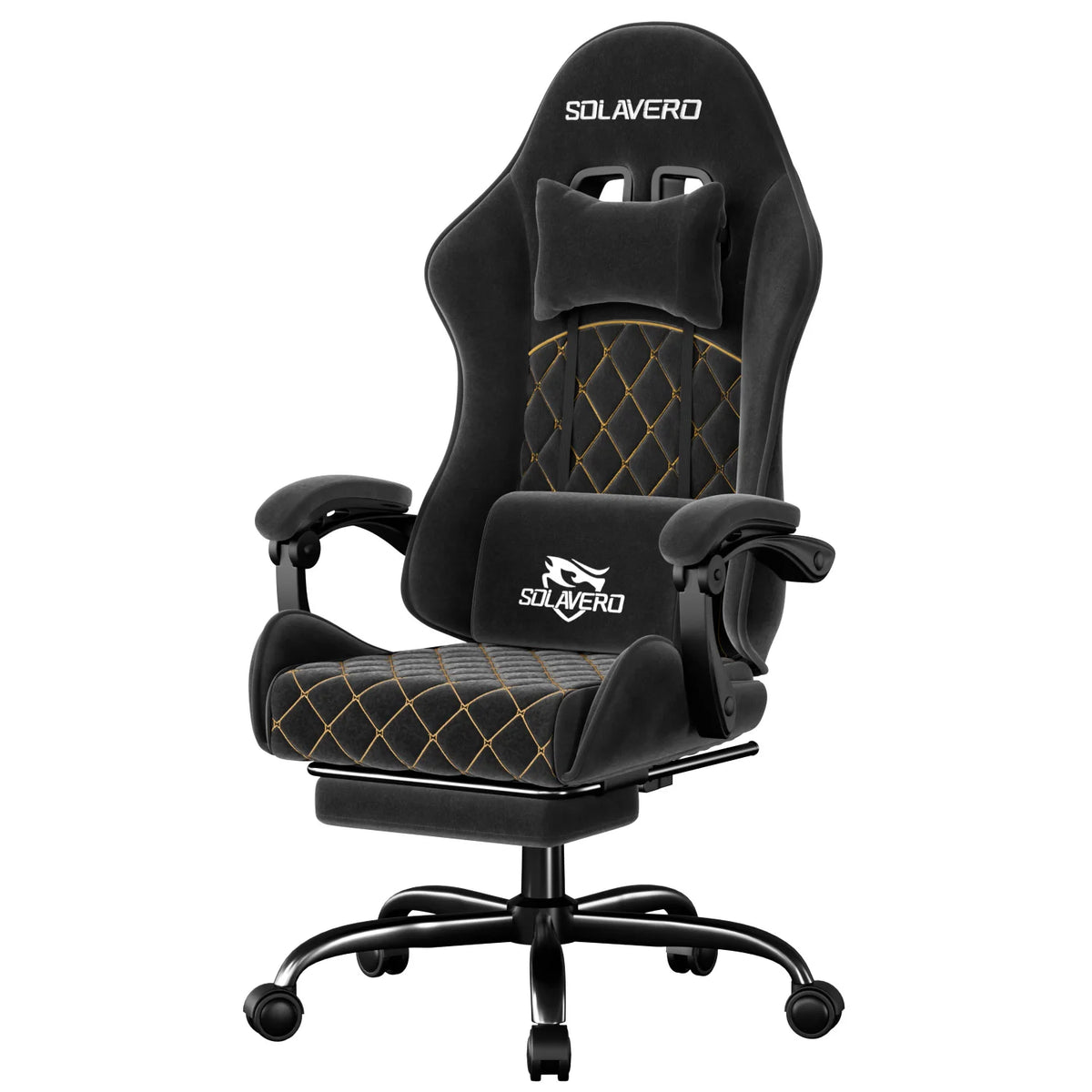 Massage Gaming Chair, Computer Office Chair with Comfy Fabric, Height Adjustable Game Chair with 360°-Swivel Seat and Headrest