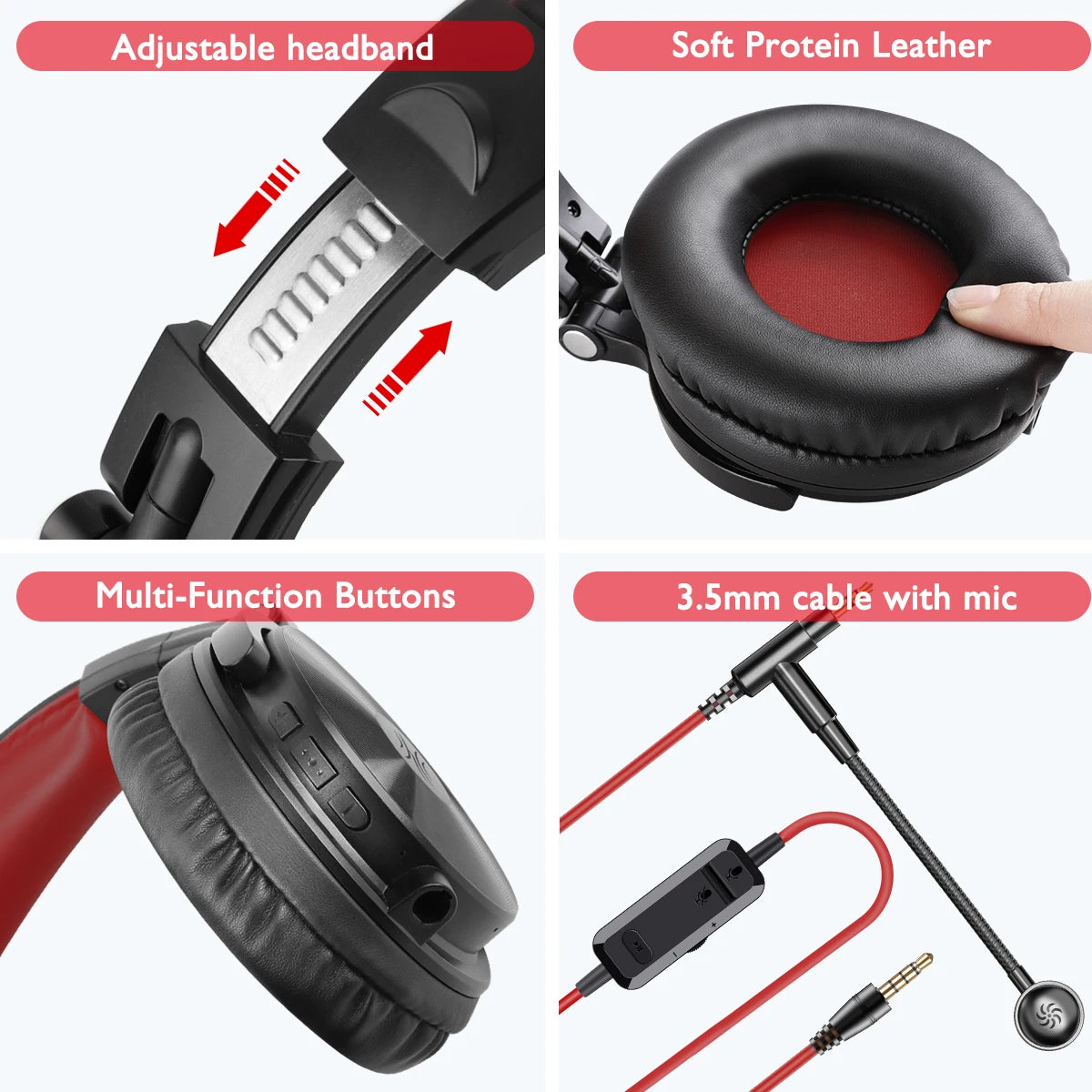 Oneodio 110h Wireless Bluetooth 5.2 Headset + Wired Gaming Headphones 2 in 1 With Microphone For PC PS4 Skype Type C Headphones