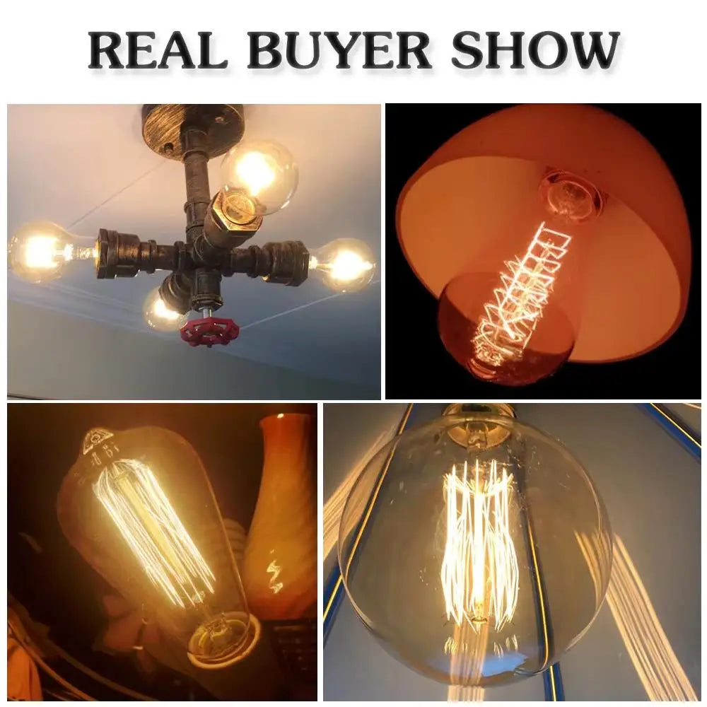 Retro Edison Light Bulb E27 40W 220V A60 ST64 G80 G95 T45 Incandescent Bulb Ampoule Vintage Edison Lamp Filament For Home Decor