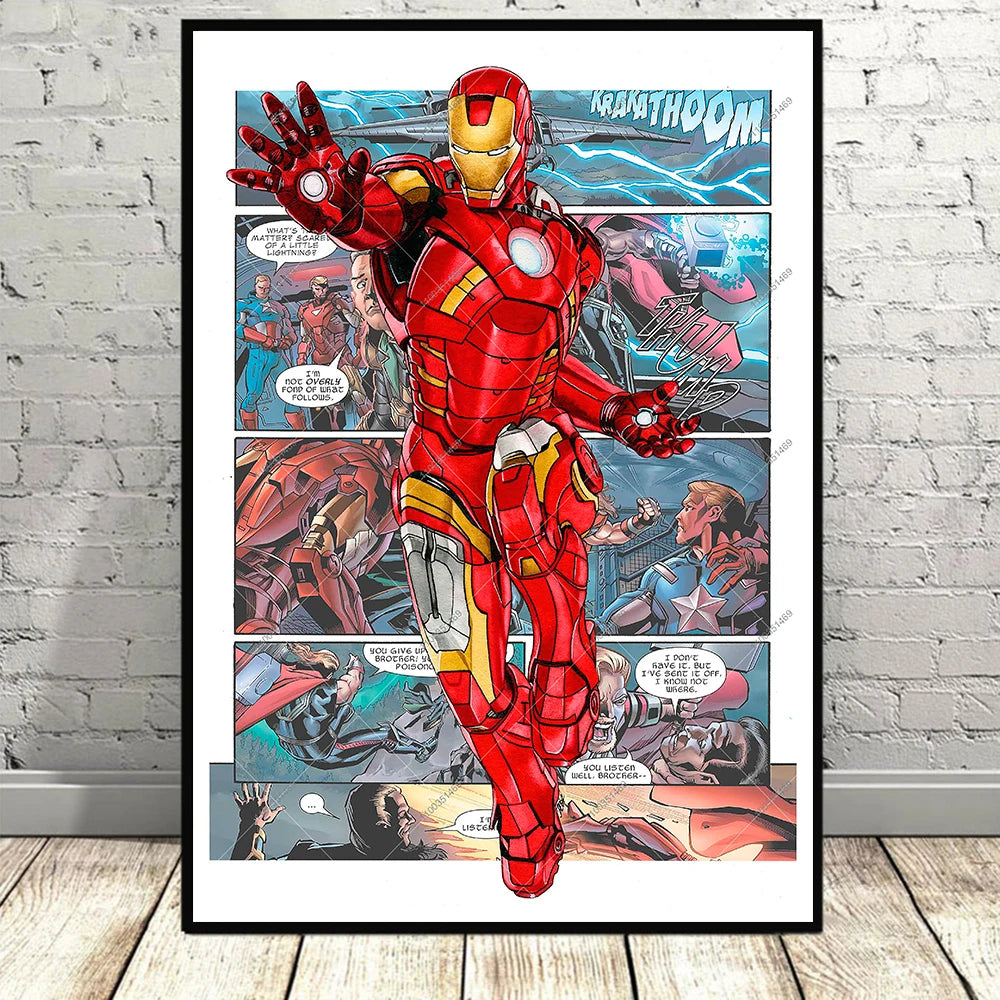 Frameless Marvel Movie Avengers Wall Art Canvas Posters Superhero Spiderman Iron Man Home Decor Children Room Canvas Painting Mu