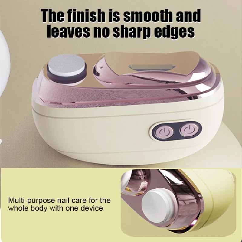 2 in 1 Electric Nail Clipper & Grinder 2 Speed Anti-pinch with LED Light for Baby Adults Seniors Home Manicure Tool