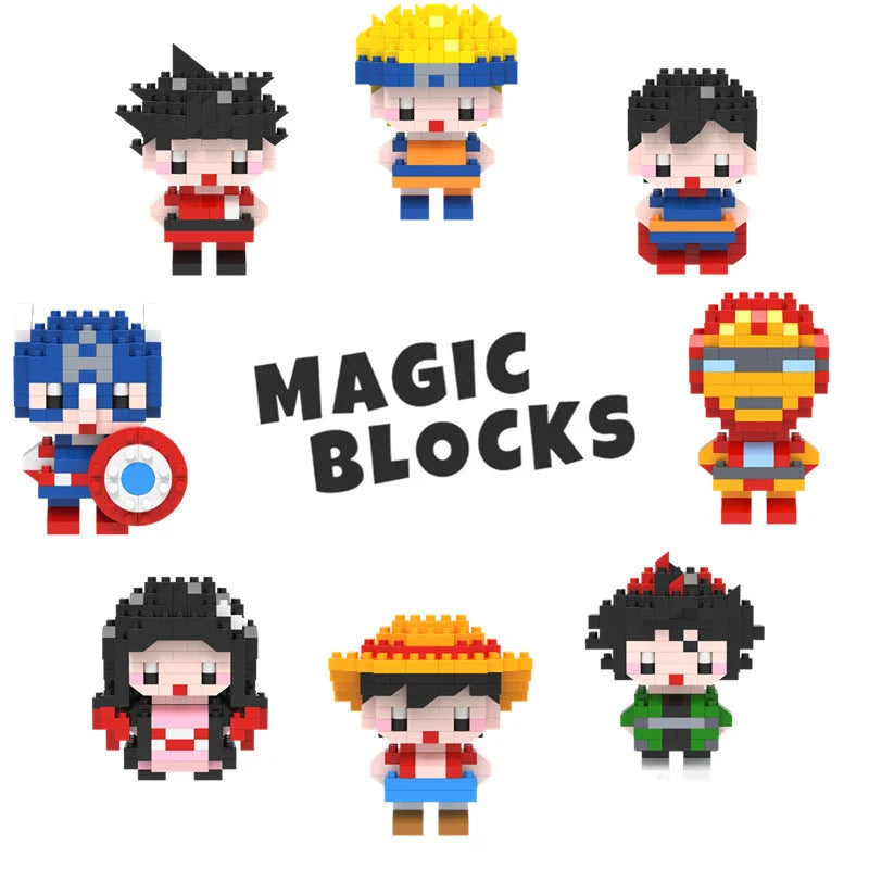 Spider-Man, Iron Man, Captain America & Batman Q-Version Mini Particle Building Blocks, Cartoon Merchandise, DIY Holiday Gift